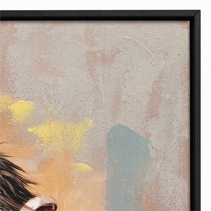 Pemberly Row Chimpanzee Canvas Wall Art Black Wood Frame 28