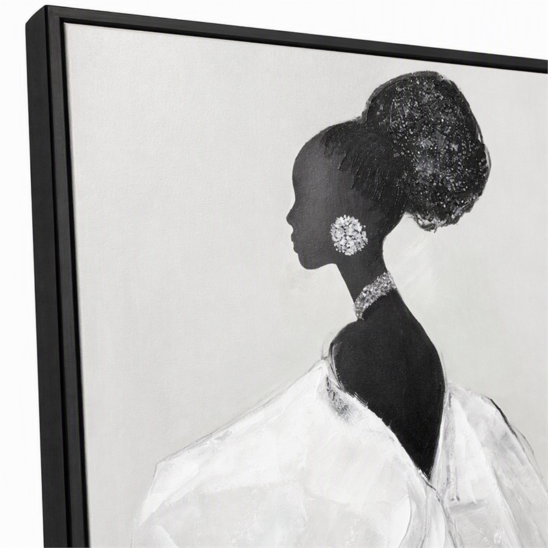Pemberly Row White Silhouette Framed Canvas Wall Art Black Wood Frame