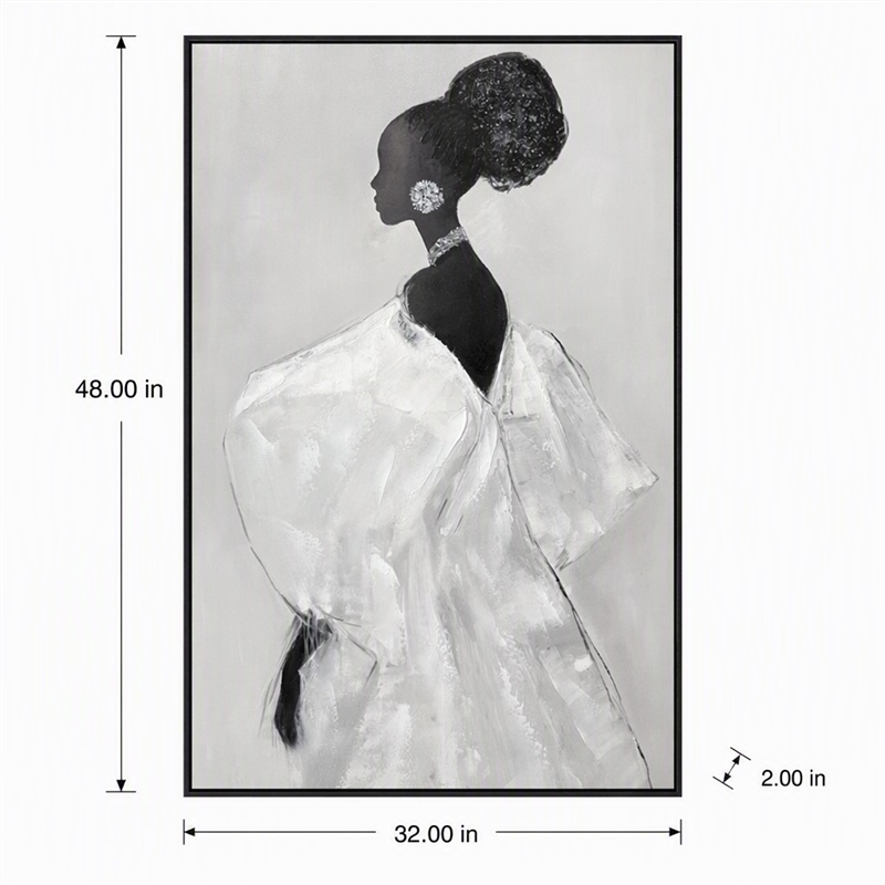 Pemberly Row White Silhouette Framed Canvas Wall Art Black Wood Frame