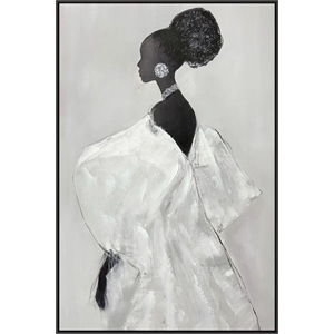 Pemberly Row White Silhouette Framed Canvas Wall Art Black Wood Frame