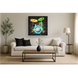 Pemberly Row Neon Drum Canvas Wall Art with Black Frame and Multi-Color