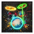 Pemberly Row Neon Drum Canvas Wall Art with Black Frame and Multi-Color