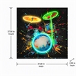 Pemberly Row Neon Drum Canvas Wall Art with Black Frame and Multi-Color