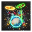 Pemberly Row Neon Drum Canvas Wall Art with Black Frame and Multi-Color