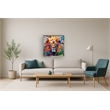 Pemberly Row Lion with Crown Canvas Neon Wall Art with Multi-Color Frame