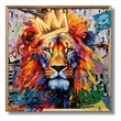 Pemberly Row Lion with Crown Canvas Neon Wall Art with Multi-Color Frame