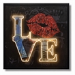 Pemberly Row Love Neon Canvas Wall Art with Red Lips - Multi-Color Frame