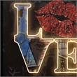 Pemberly Row Love Neon Canvas Wall Art with Red Lips - Multi-Color Frame