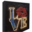 Pemberly Row Love Neon Canvas Wall Art with Red Lips - Multi-Color Frame