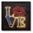 Pemberly Row Love Neon Canvas Wall Art with Red Lips - Multi-Color Frame