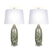 Pemberly Row Verdant Glow Table Lamp Set in Green Art Glass