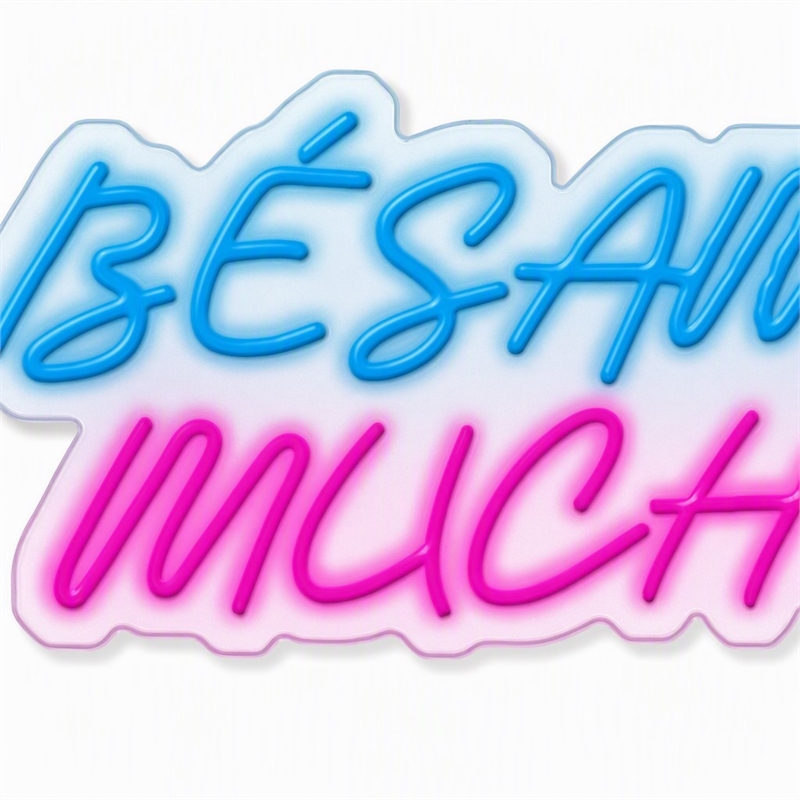 Pemberly Row Blue Besame Mucho LED Neon Sign on Acrylic Wall Decor
