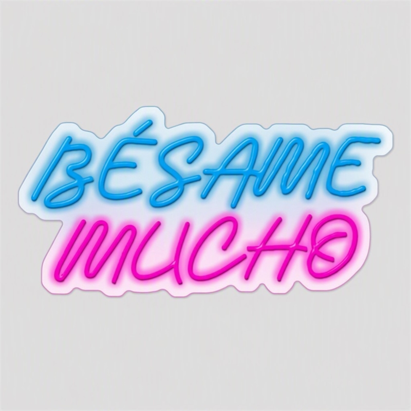 Pemberly Row Blue Besame Mucho LED Neon Sign on Acrylic Wall Decor