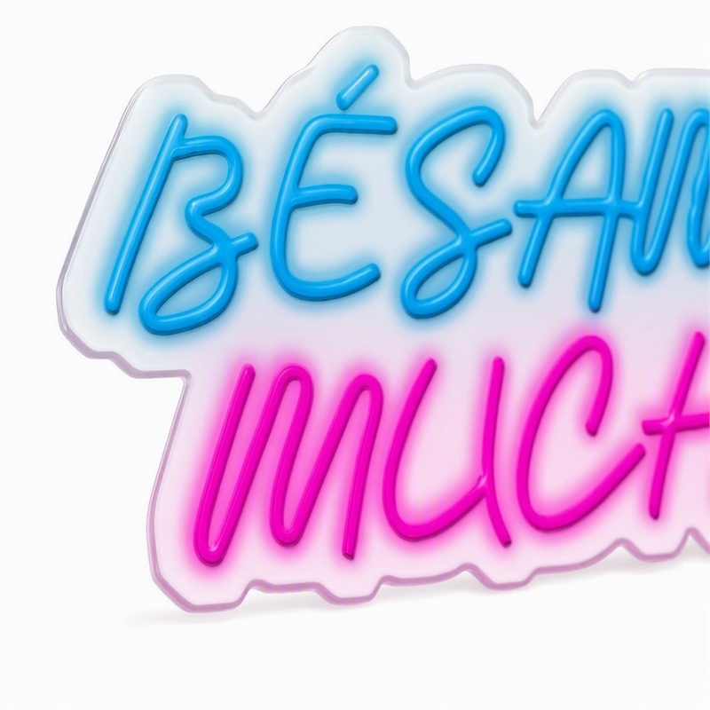 Pemberly Row Blue Besame Mucho LED Neon Sign on Acrylic Wall Decor