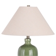 Pemberly Row Ceramic Metal Table Lamp Set in Green & Linen - Set of 2