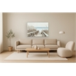Pemberly Row Coastal Multi-Color Canvas Wall Art with Beige Wood Frame