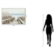 Pemberly Row Coastal Multi-Color Canvas Wall Art with Beige Wood Frame