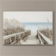 Pemberly Row Coastal Multi-Color Canvas Wall Art with Beige Wood Frame