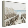 Pemberly Row Coastal Multi-Color Canvas Wall Art with Beige Wood Frame