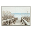 Pemberly Row Coastal Multi-Color Canvas Wall Art with Beige Wood Frame