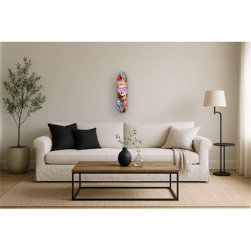 Pemberly Row Neon Skateboard Wall Art with Multi-Color LED Lights