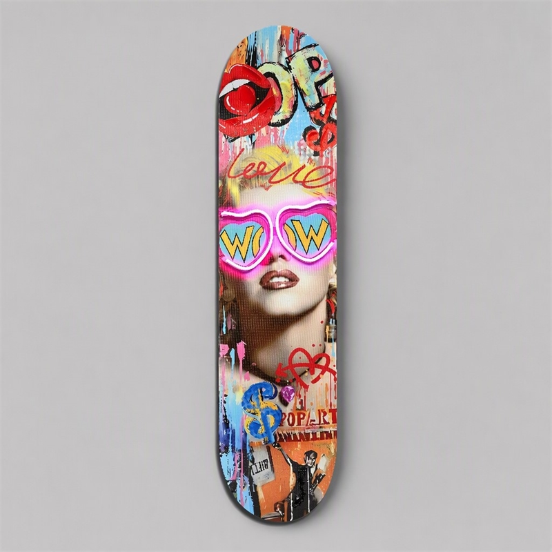 Pemberly Row Neon Skateboard Wall Art with Multi-Color LED Lights