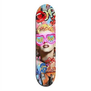 Pemberly Row Neon Skateboard Wall Art with Multi-Color LED Lights