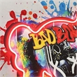 Pemberly Row Graffiti Bear Neon Canvas Art in Multi-Color with Black Frame