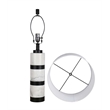 Pemberly Row White Marble Table Lamp with Linen Shade and Matte Black