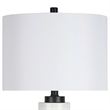Pemberly Row White Marble Table Lamp with Linen Shade and Matte Black