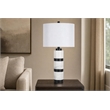 Pemberly Row White Marble Table Lamp with Linen Shade and Matte Black