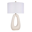 Pemberly Row White Sculptural Ceramic Table Lamp Set with Linen Shade