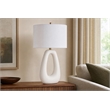 Pemberly Row White Sculptural Ceramic Table Lamp Set with Linen Shade