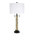 Pemberly Row Metal Twist Design Table Lamp Set in Matte Black & Soft Gold
