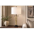 Pemberly Row Metal Twist Design Table Lamp Set in Matte Black & Soft Gold