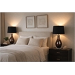 Pemberly Row Amber Speckled Art Glass Table Lamp with Black Shade