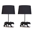 Pemberly Row Panther Table Lamp in Black with Polished Nickel Modern Look