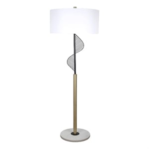 Pemberly Row Spiral Marble Floor Lamp in Matte Black with Gold Finish