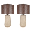 Pemberly Row Ceramic Table Lamp Natural Rock Base Set of 2 in Brown