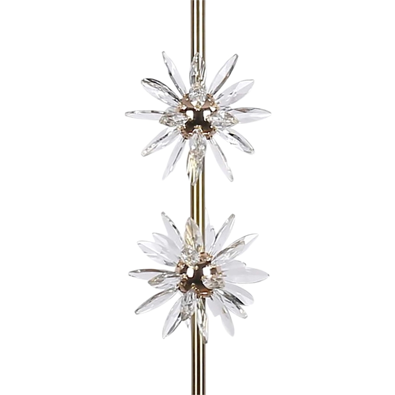 Pemberly Row Crystal Bloom Floor Lamp with Marble Base in Soft Gold