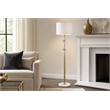 Pemberly Row Crystal Bloom Floor Lamp with Marble Base in Soft Gold