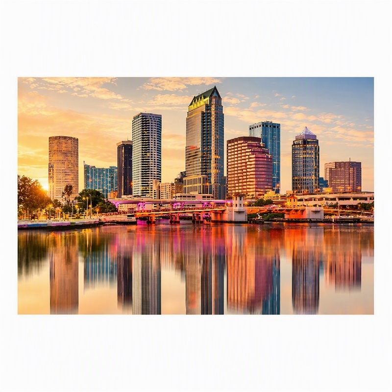Pemberly Row Multi-Color Cityscape Wall Art on Tempered Glass - 60