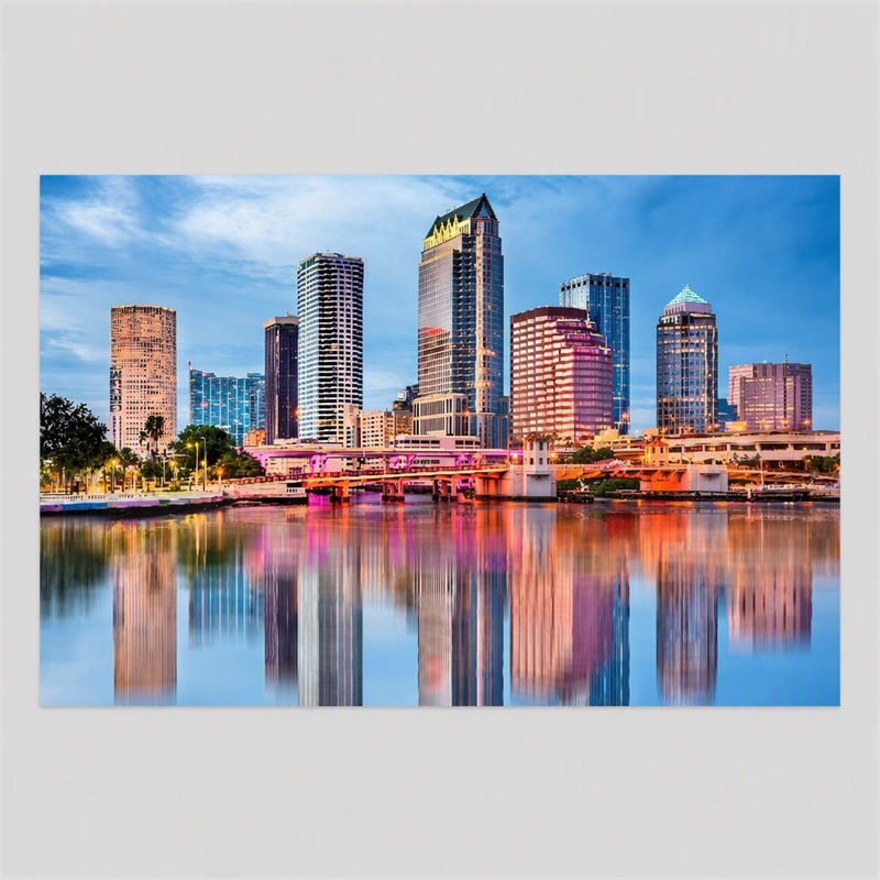 Pemberly Row Multi-Color Cityscape Wall Art on Tempered Glass - 60