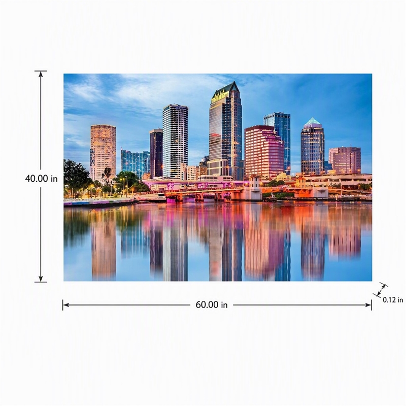 Pemberly Row Multi-Color Cityscape Wall Art on Tempered Glass - 60