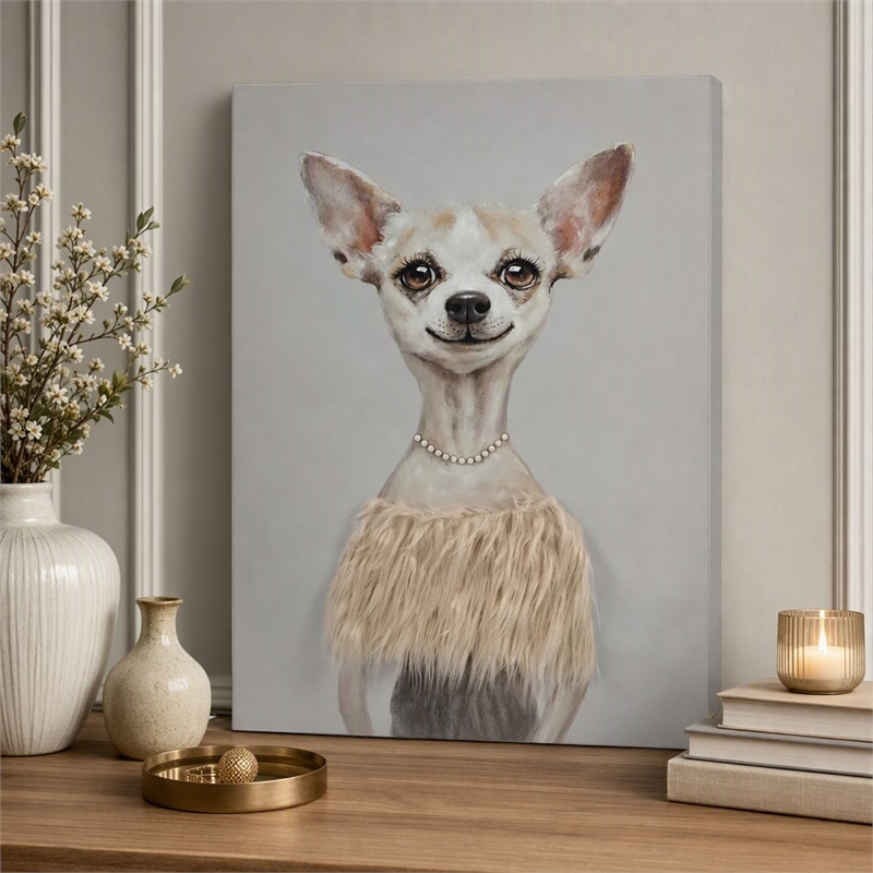 Pemberly Row Contemporary Canvas Wall Art Multi-Color Pup Design - 30