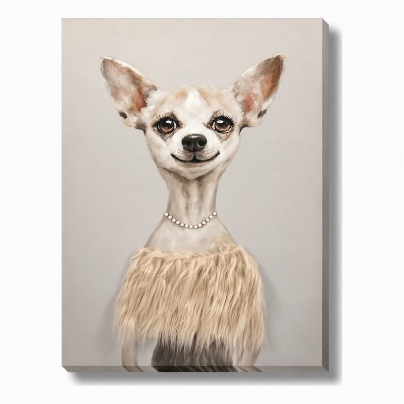 Pemberly Row Contemporary Canvas Wall Art Multi-Color Pup Design - 30