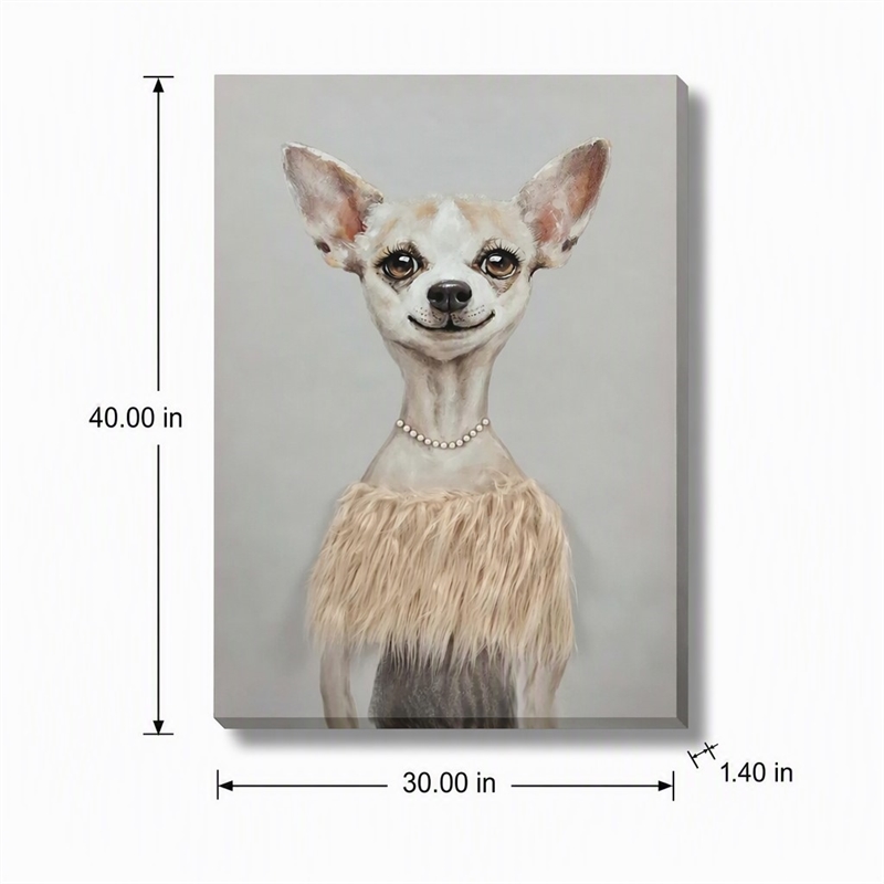 Pemberly Row Contemporary Canvas Wall Art Multi-Color Pup Design - 30