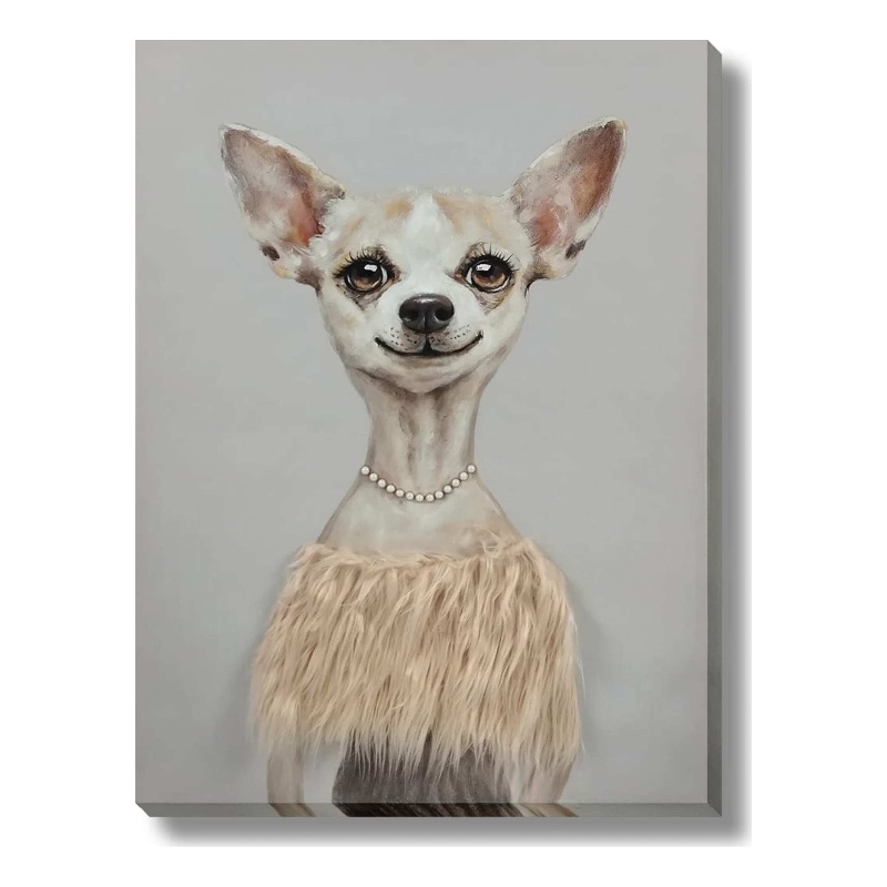Pemberly Row Contemporary Canvas Wall Art Multi-Color Pup Design - 30