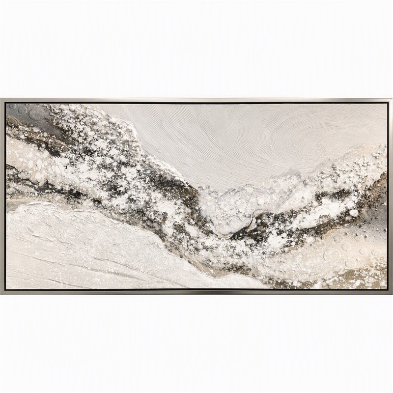 Pemberly Row White Snowy Drift Framed Canvas Wall Art in Silver Frame