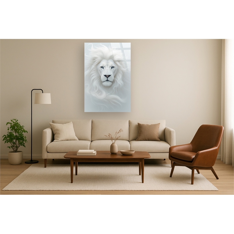 Pemberly Row White Regal Majesty Frameless Tempered Glass Wall Art